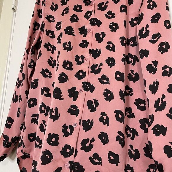 EQUIPMENT pink black floral long sleeve button down blouse size small - Picture 2 of 5